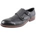 Urban Fox Allen Men\\\'s Dress Shoe | Double Monk Strap | Brogue | Wingtip Shoes for Men | Black 9 M US
